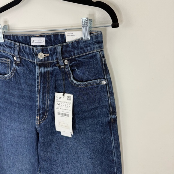 Zara Women Flare Leg Jeans Size 2 High Rise Dark Wash Festival Bohemian NWT - Picture 5 of 14